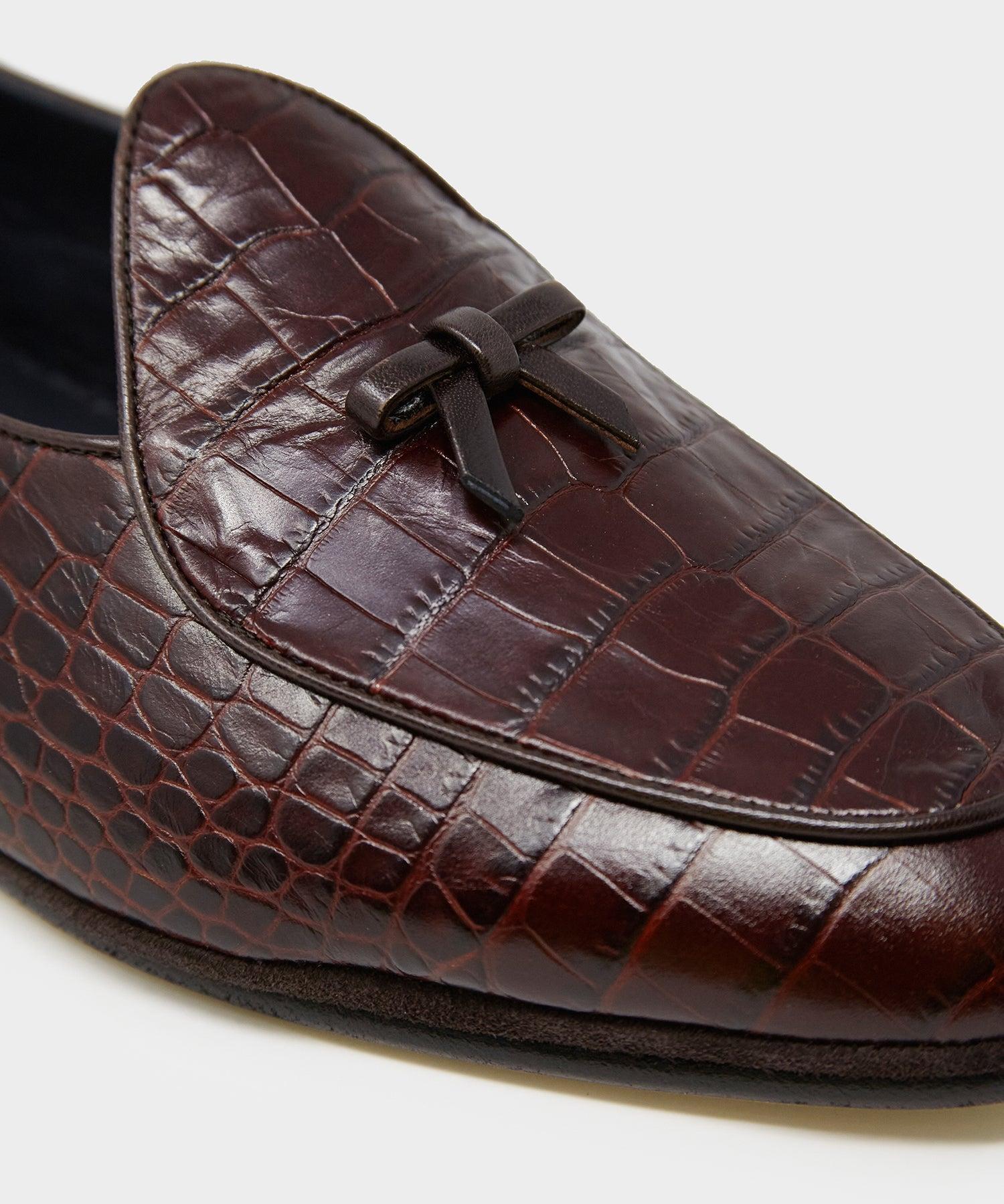 Todd Snyder x Rubinacci Belgian Loafer in Burgundy Croc Product Image