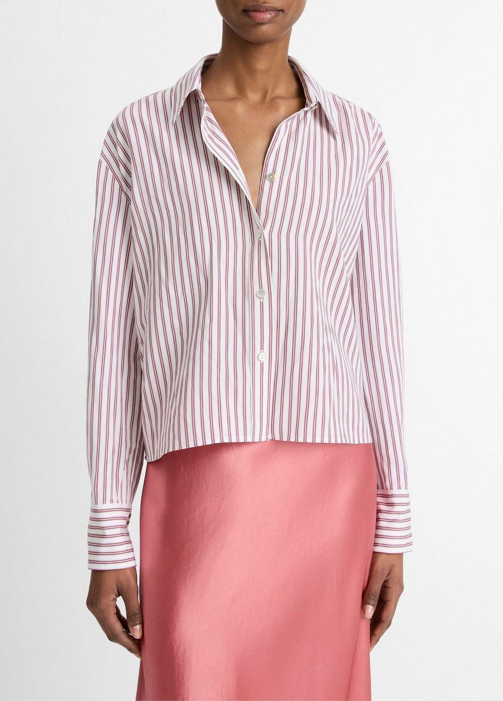 Till Stripe Cropped Button-Front Shirt Product Image