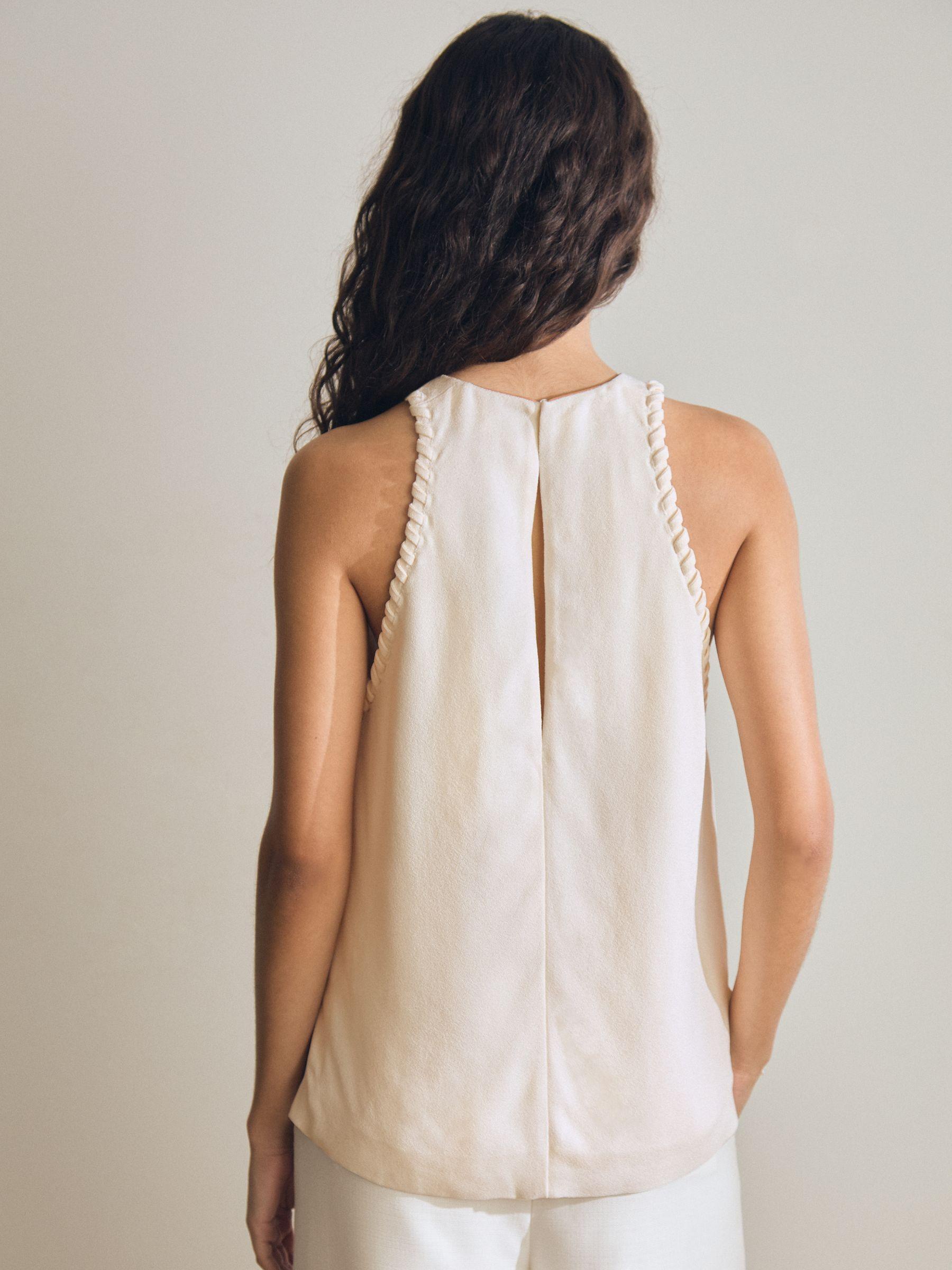 Atelier Satin-Crepe Cut-Out Top in Cream Product Image