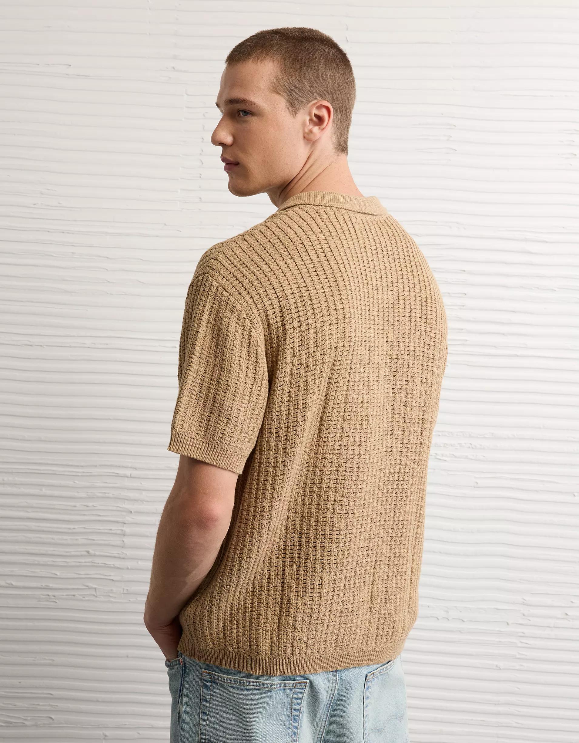 AE Weekend Button-Up Sweater Polo Shirt Product Image