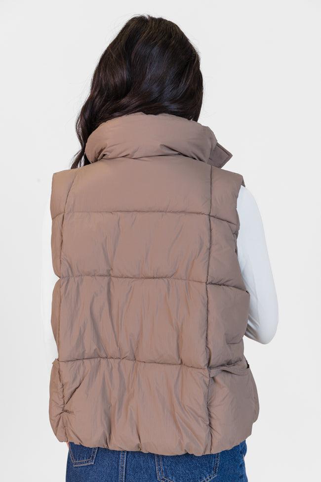 Won Me Over Mushroom Oversized Puffer Vest FINAL SALE Product Image