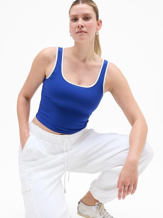 Signature Rib Square Neck Crop Tank Product Image