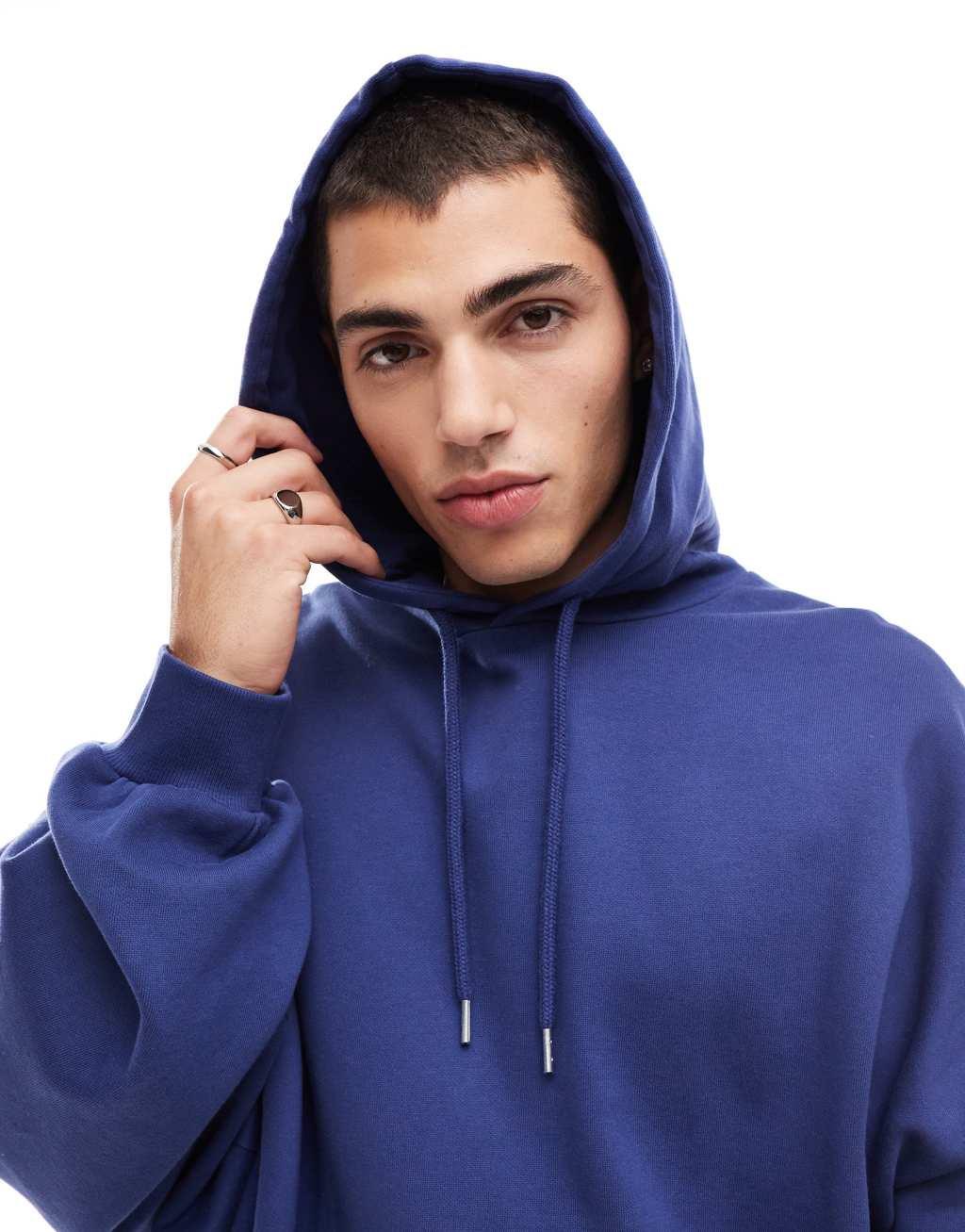 ASOS DESIGN essential extreme oversized hoodie in blue Product Image