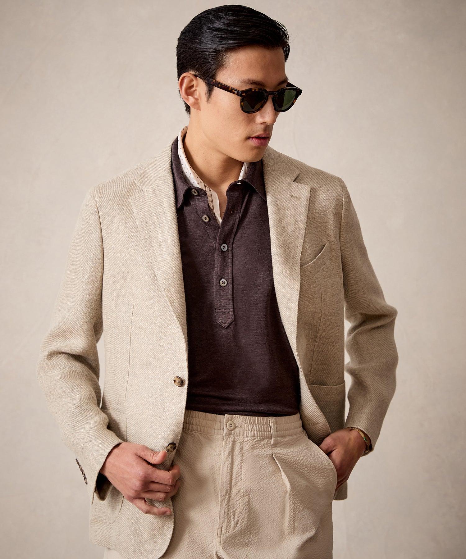 Italian Linen Sport Coat in Khaki Product Image