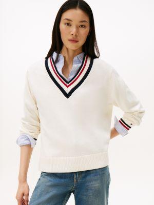 Varsity Stripe V-Neck Sweater Product Image