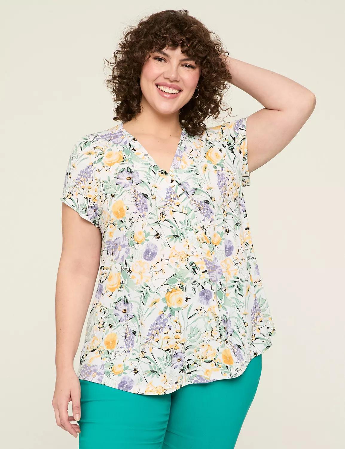 Cap-Sleeve Pleat-Front Top Product Image