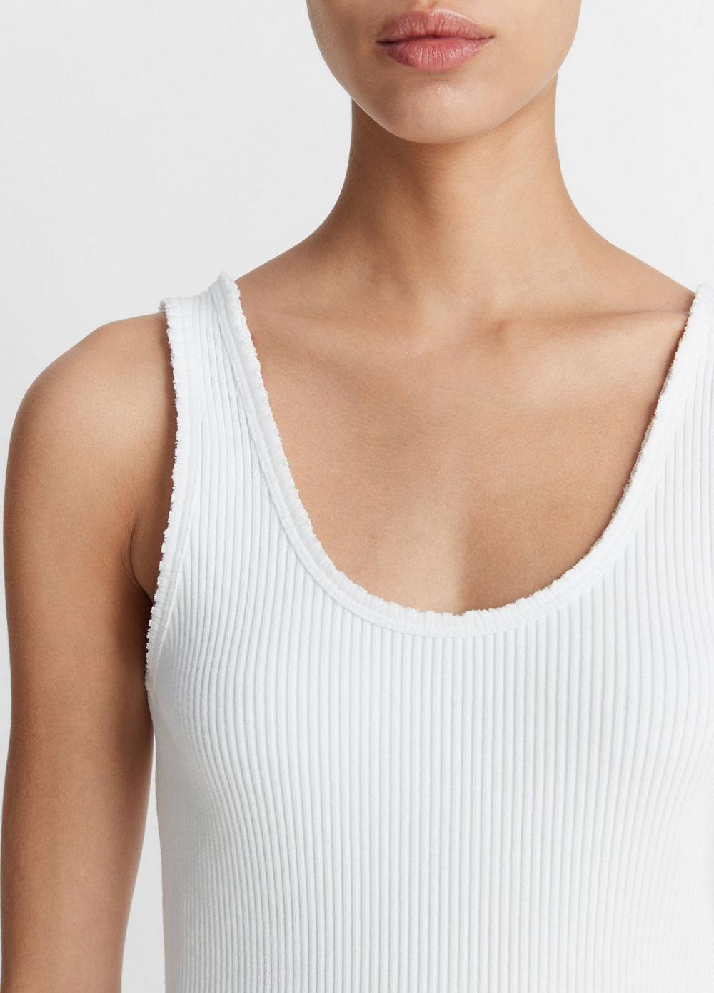 Raw-Edge Ribbed Scoop-Neck Tank Product Image