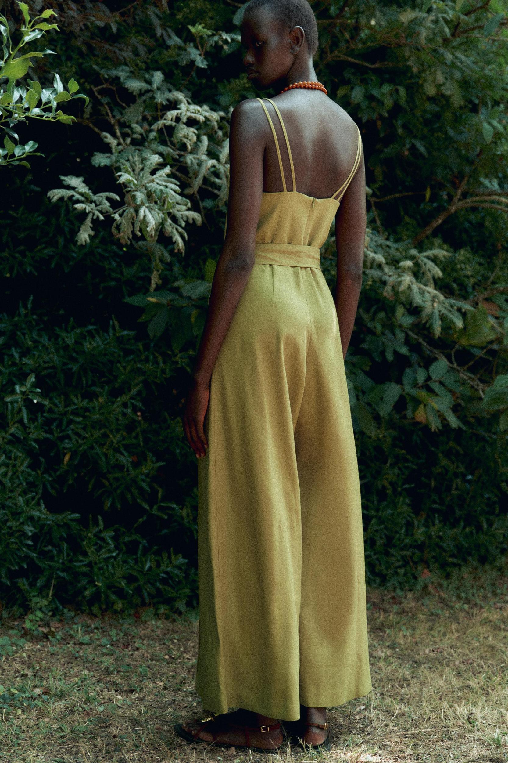 WIDE-LEG STRAPPY LINEN JUMPSUIT Product Image