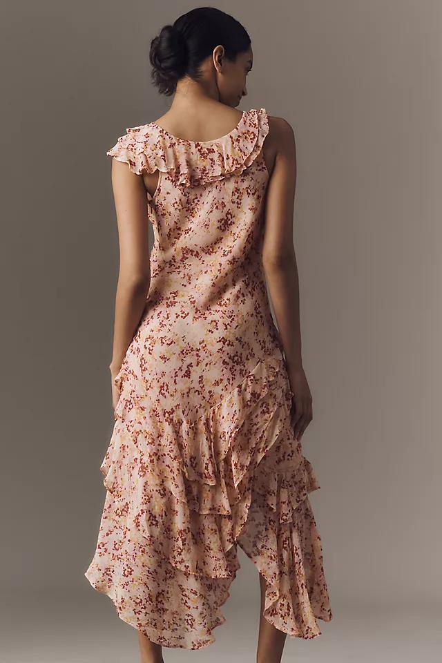 By Anthropologie Cowl-Neck Ruffle Midi Dress Product Image