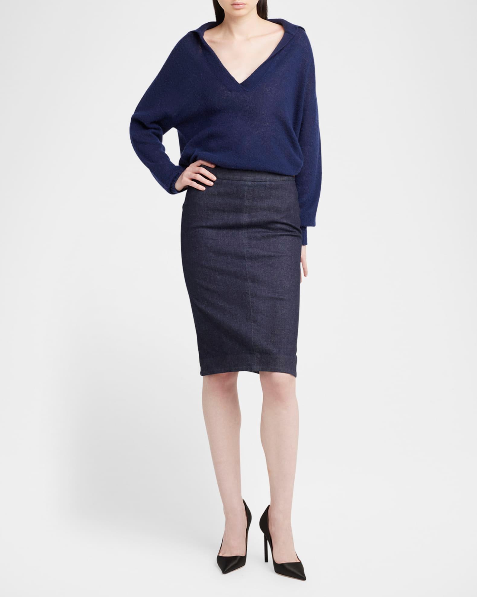 V-Neck Cashmere-Silk Oversized Polo Sweater Product Image