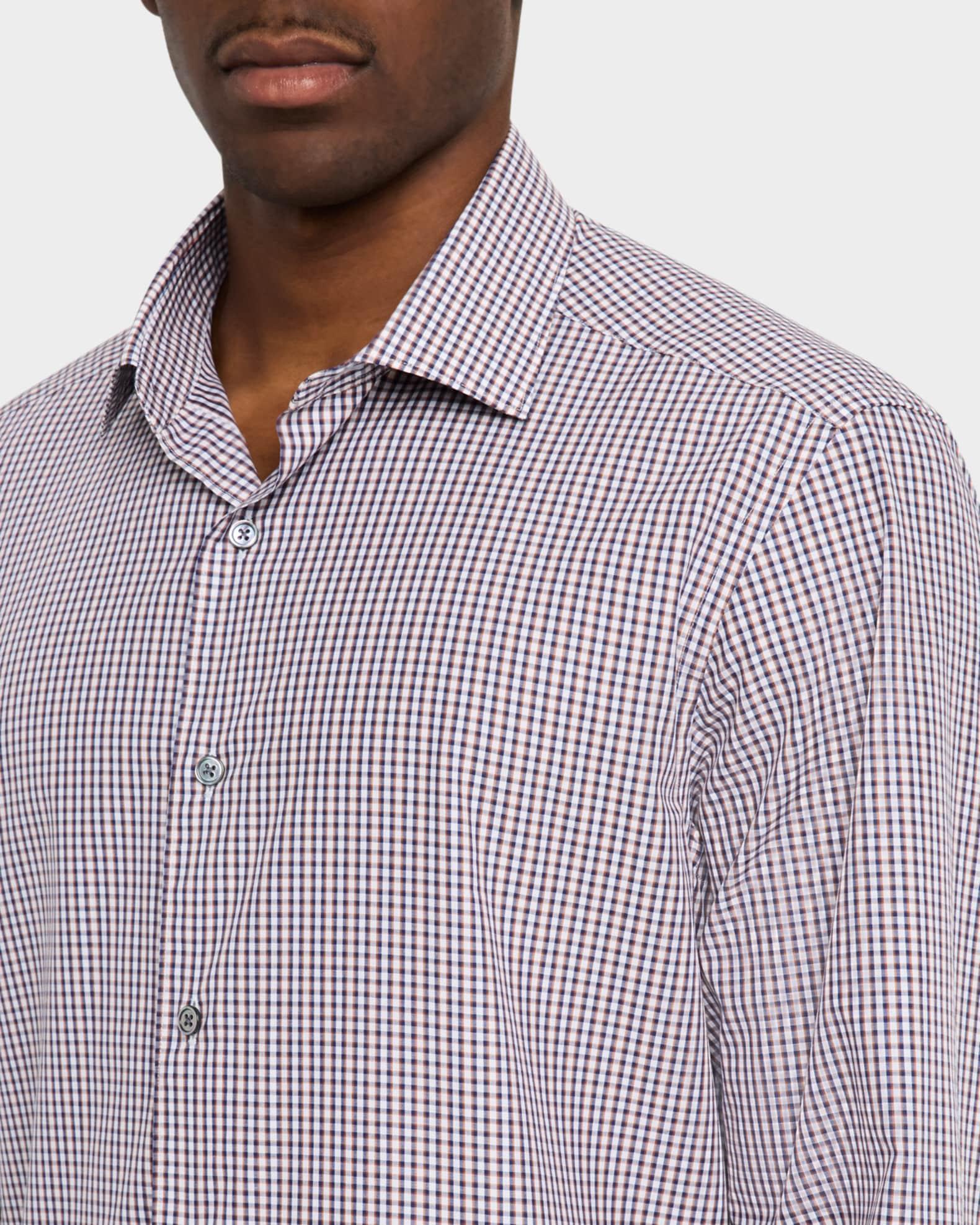 Men's Cotton Check Casual Button-Down Shirt Product Image