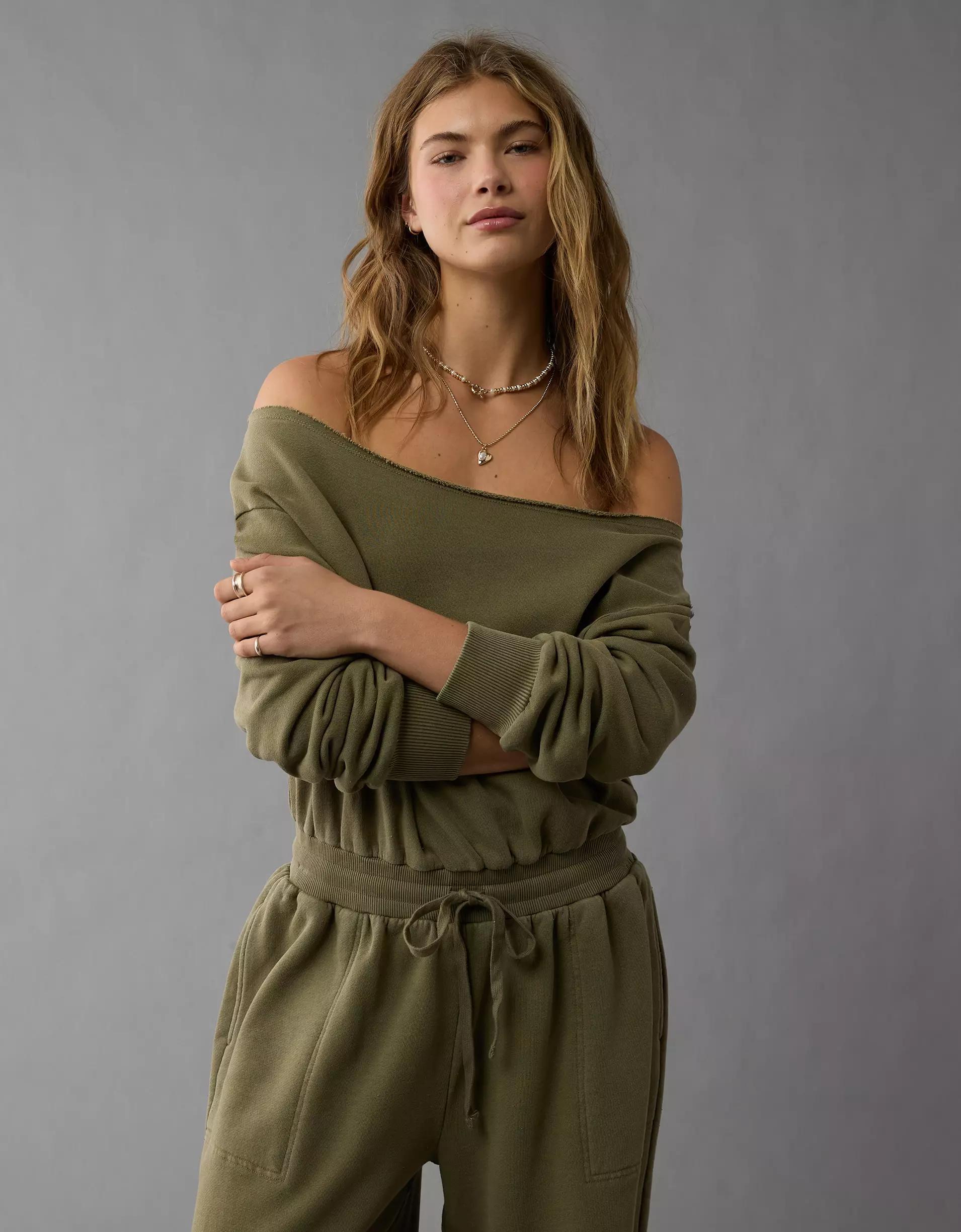 AE Off-The-Shoulder Lounge Jumpsuit Product Image