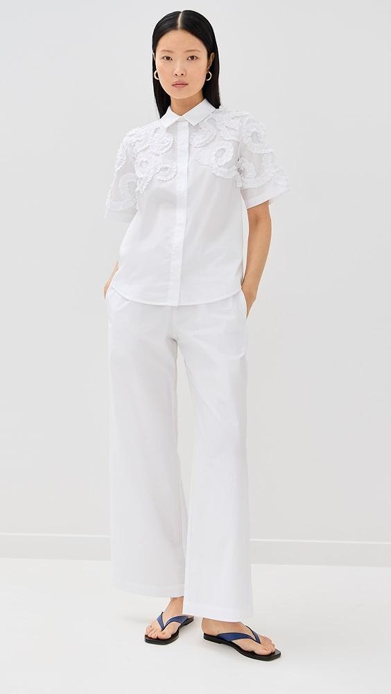 MEIMEIJ Short Sleeve Button Down with Ruffle Details | Shopbop Product Image