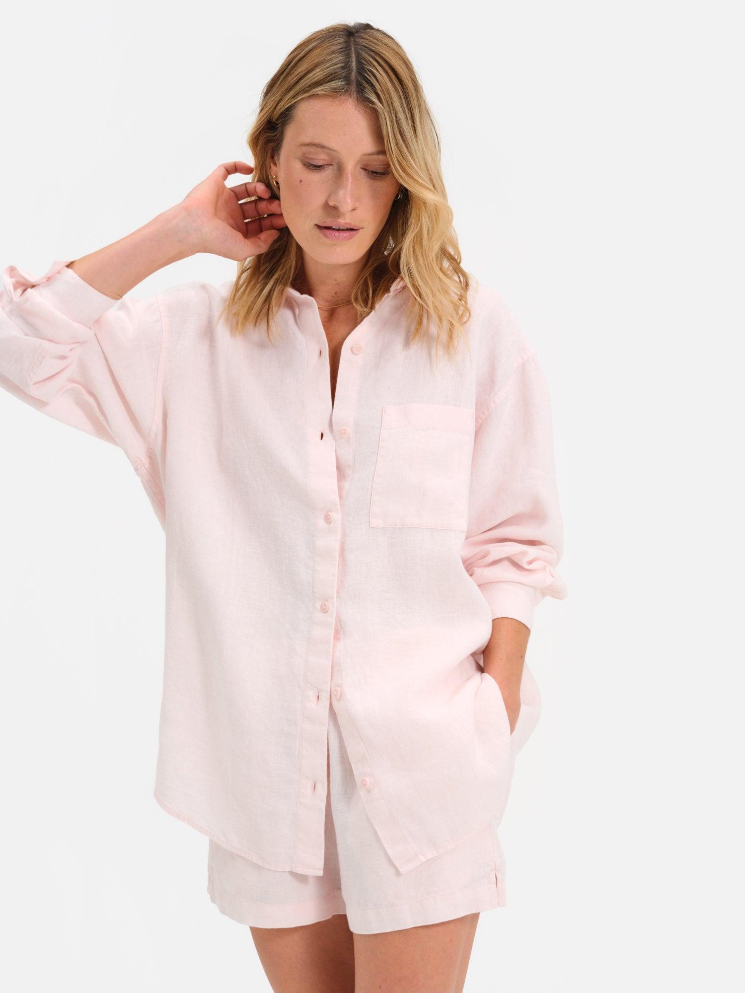 Organic Linen Oversized Button Down Female Product Image