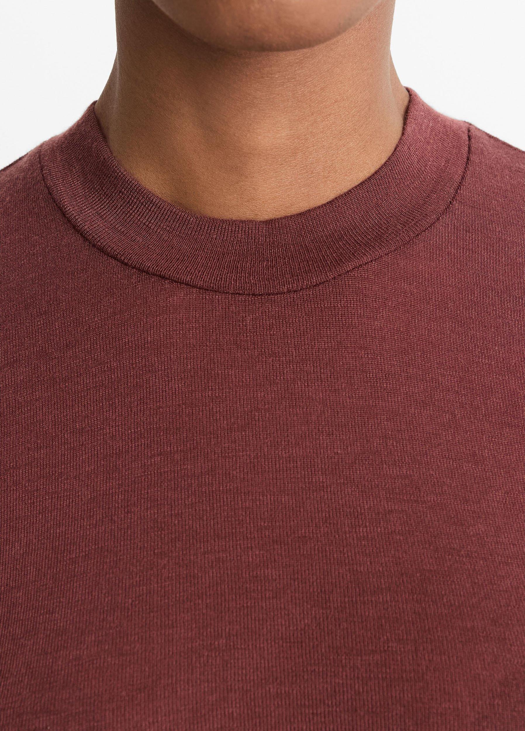 Wool Three-Quarter-Sleeve Mock-Neck Top Product Image