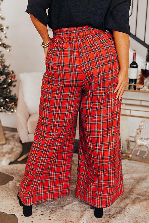 The Kaylie Wide Leg Plaid Pants Curves Product Image