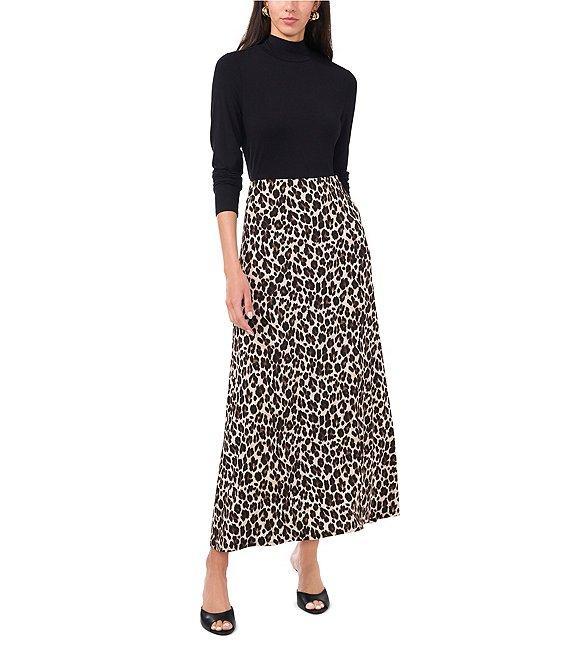 Vince Camuto Leopard Knit High Rise A-Line Maxi Skirt Product Image