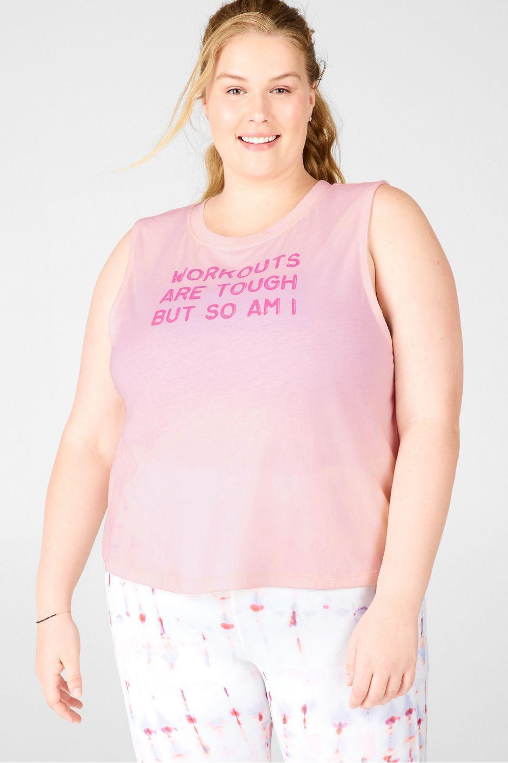 Fabletics Cropped Muscle Tank Womens pink plus Size 4X Product Image