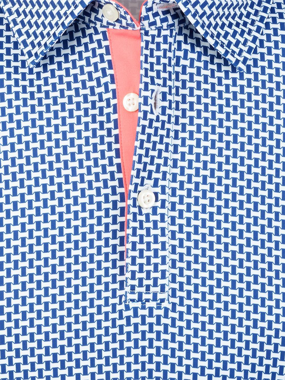 Performance Blend Three Button Patterned Performance Polo - Navy Product Image
