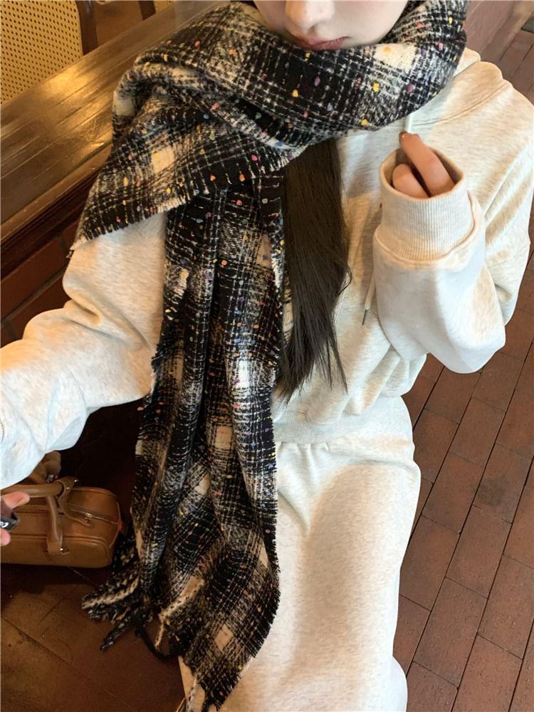 Fringed Plaid Scarf Product Image