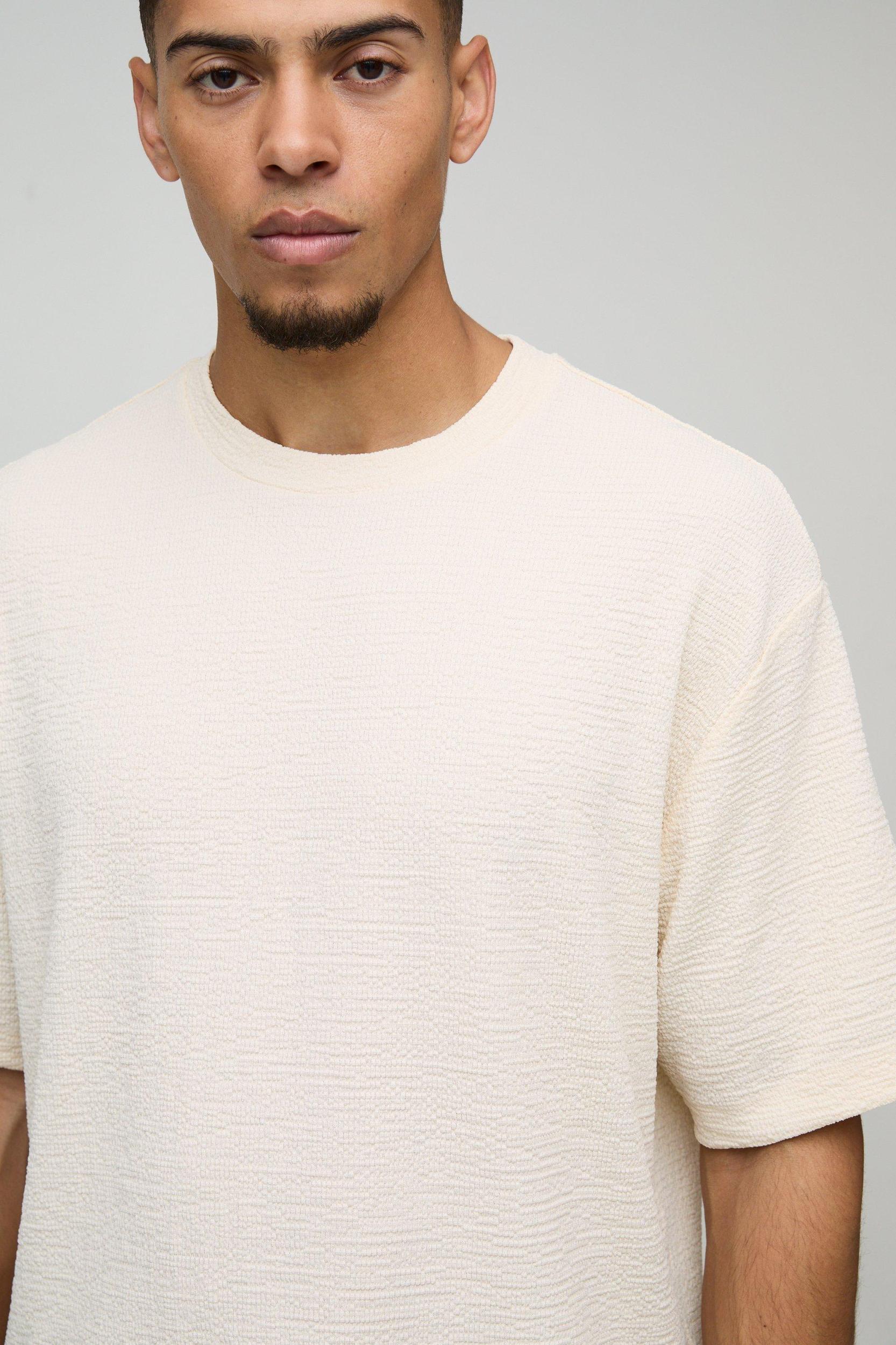 Oversized Boxy Textured T-Shirt | boohooMAN USA Product Image