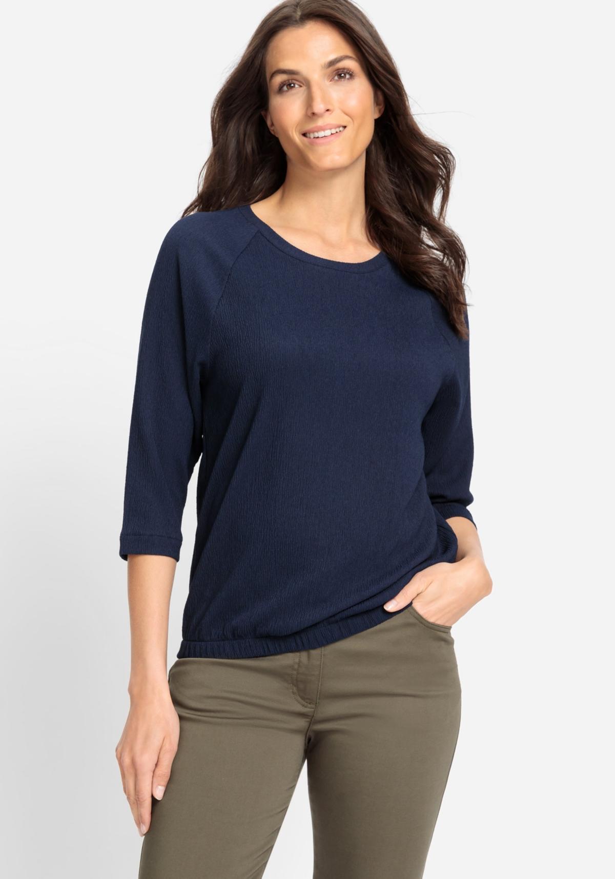 Olsen Womens Boat Neck Solid Crepe T-Shirt Product Image