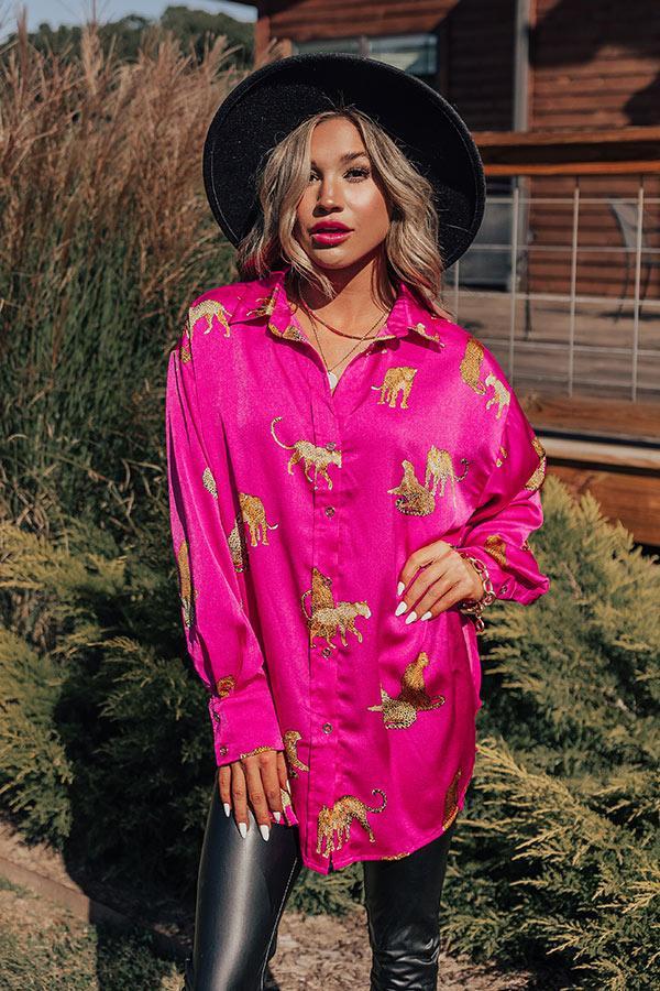 On The PR List Button Up In Fuchsia Product Image