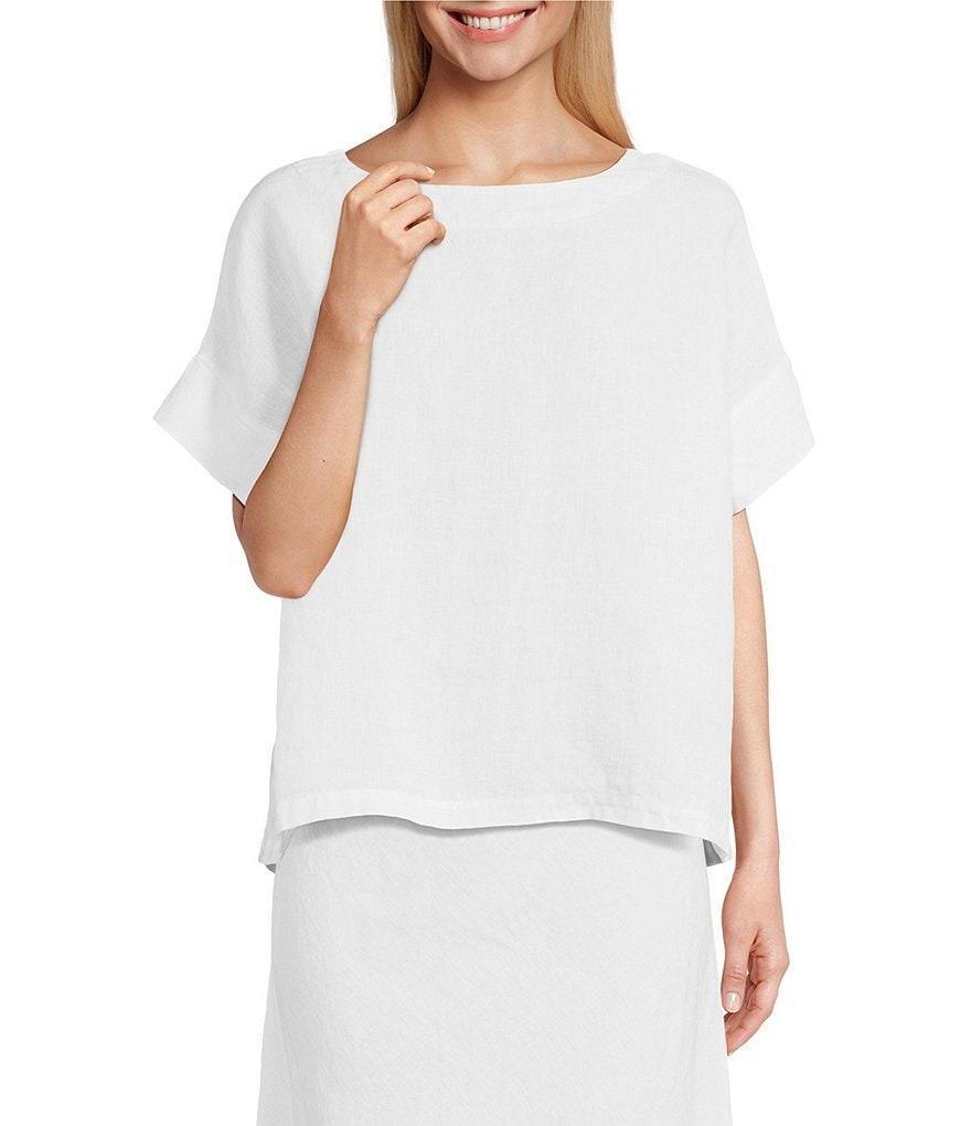 Bryn Walker Orla Light Linen Boat Neck Short Sleeve Shirt Product Image