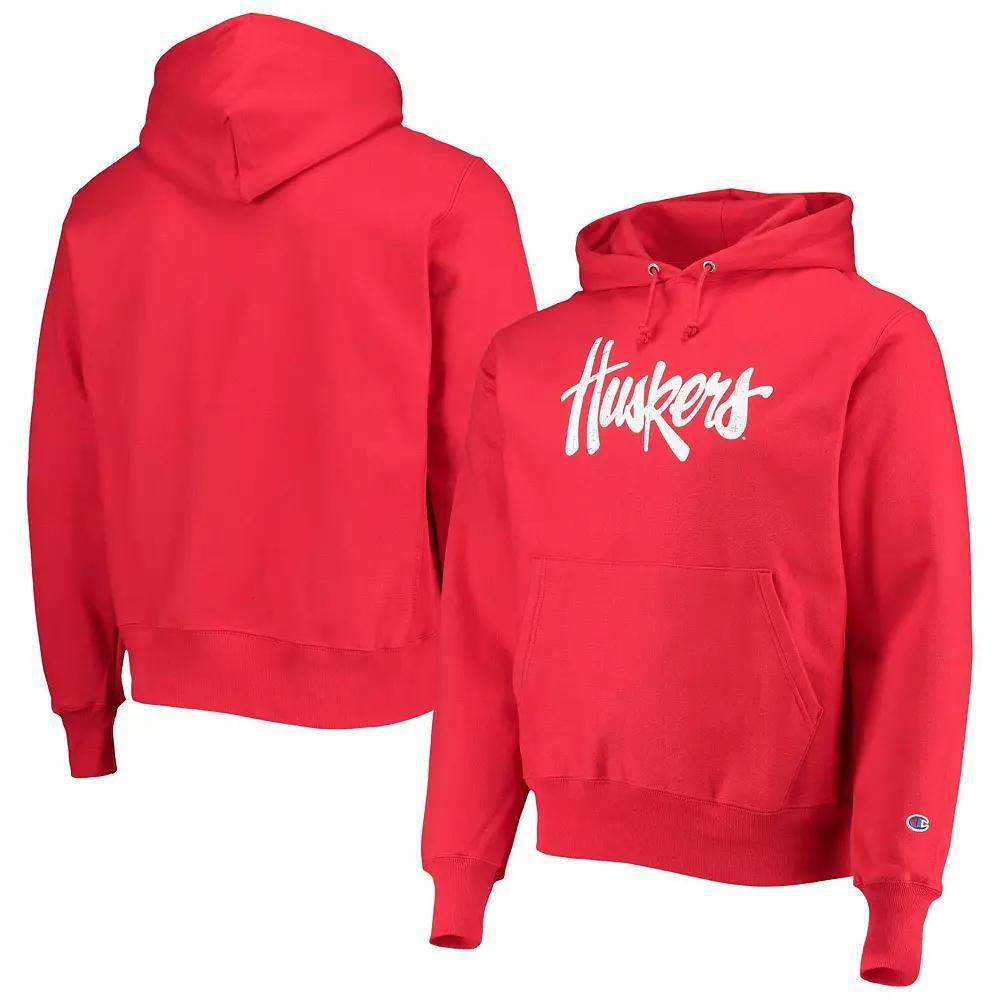 Men's Champion Scarlet Nebraska Huskers Vault Logo Reverse Weave Pullover Hoodie,  Product Image