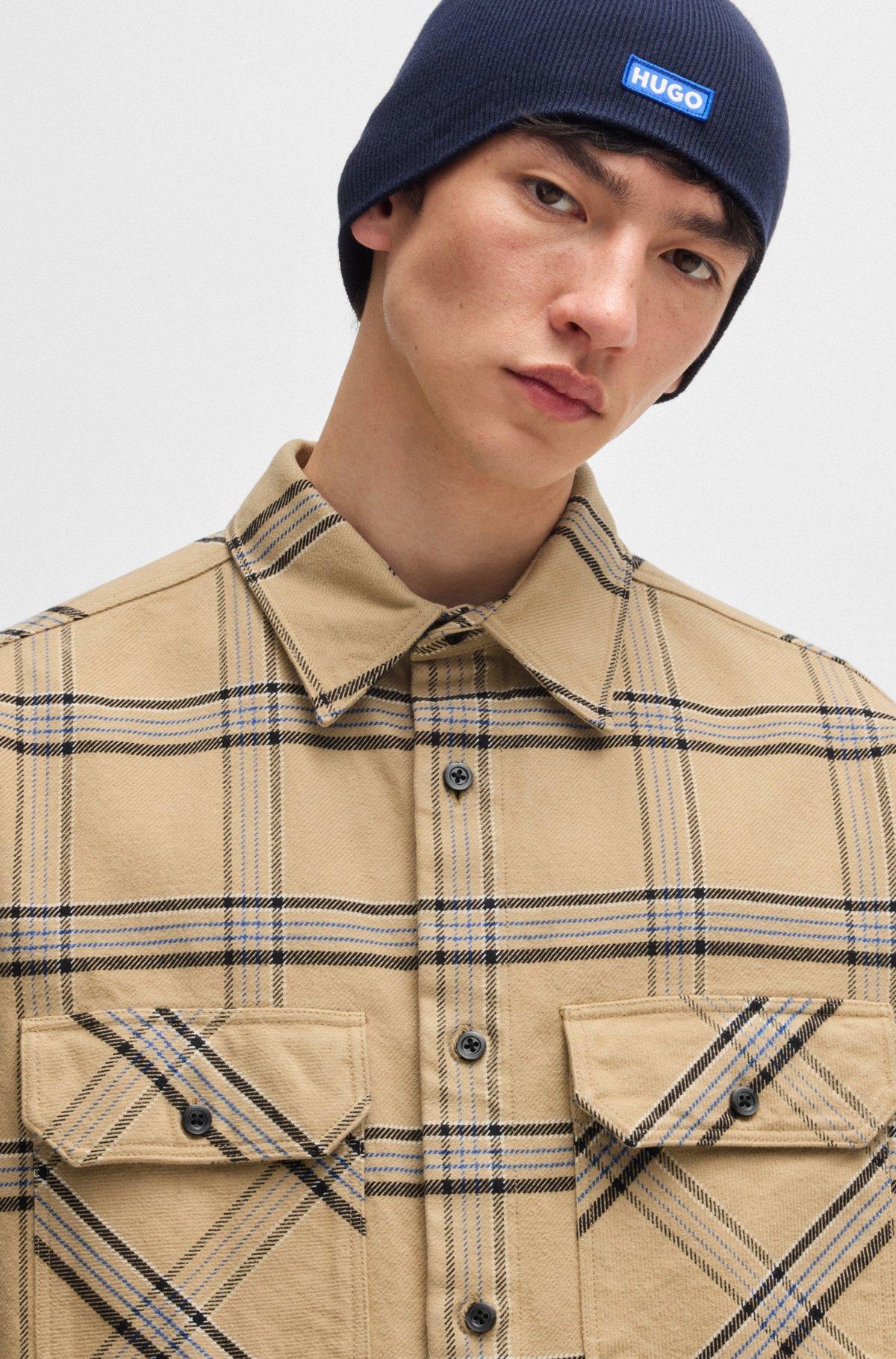 Oversize-fit shirt in checked cotton twill Product Image