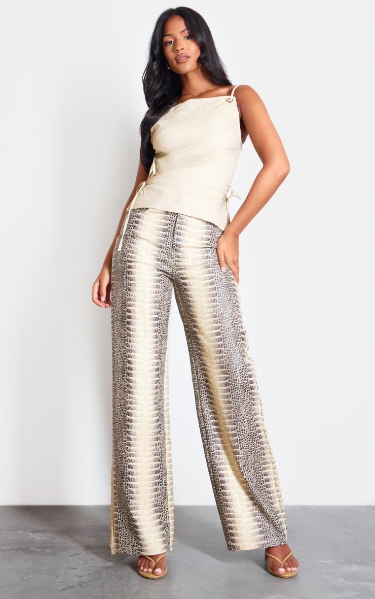 Tall Cream Faux Leather Open Back Top Product Image