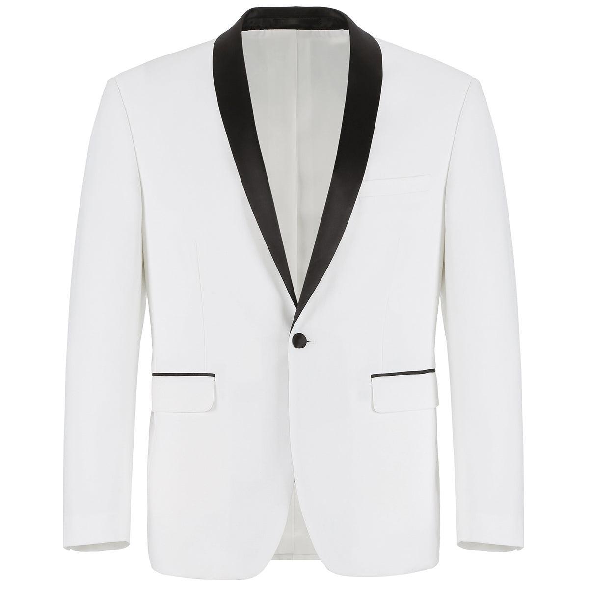 Off White 2 Piece Tuxedo Shawl Lapel Slim Fit Product Image