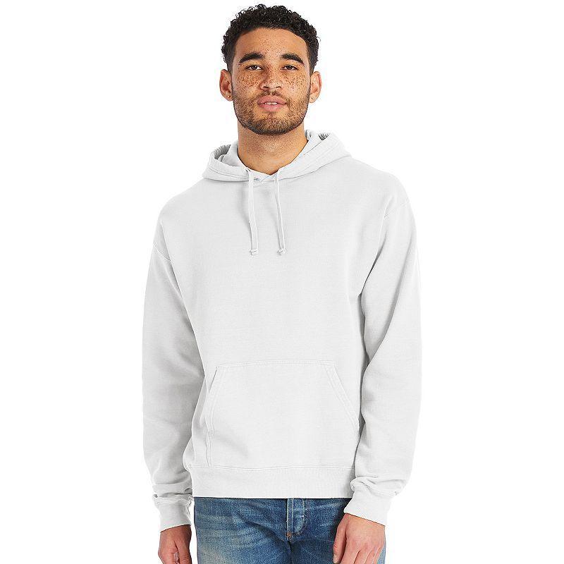 Hanes Mens Garment Dyed Fleece Hoodie Concrete Gray 2XL Product Image