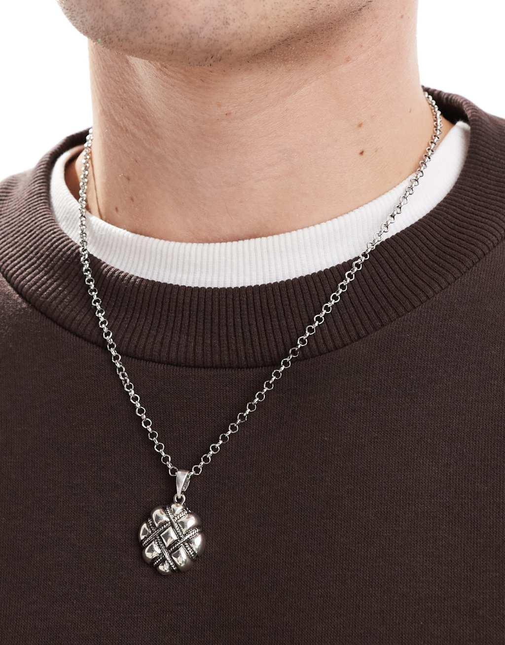 ASOS DESIGN necklace with rope detail in silver tone Product Image