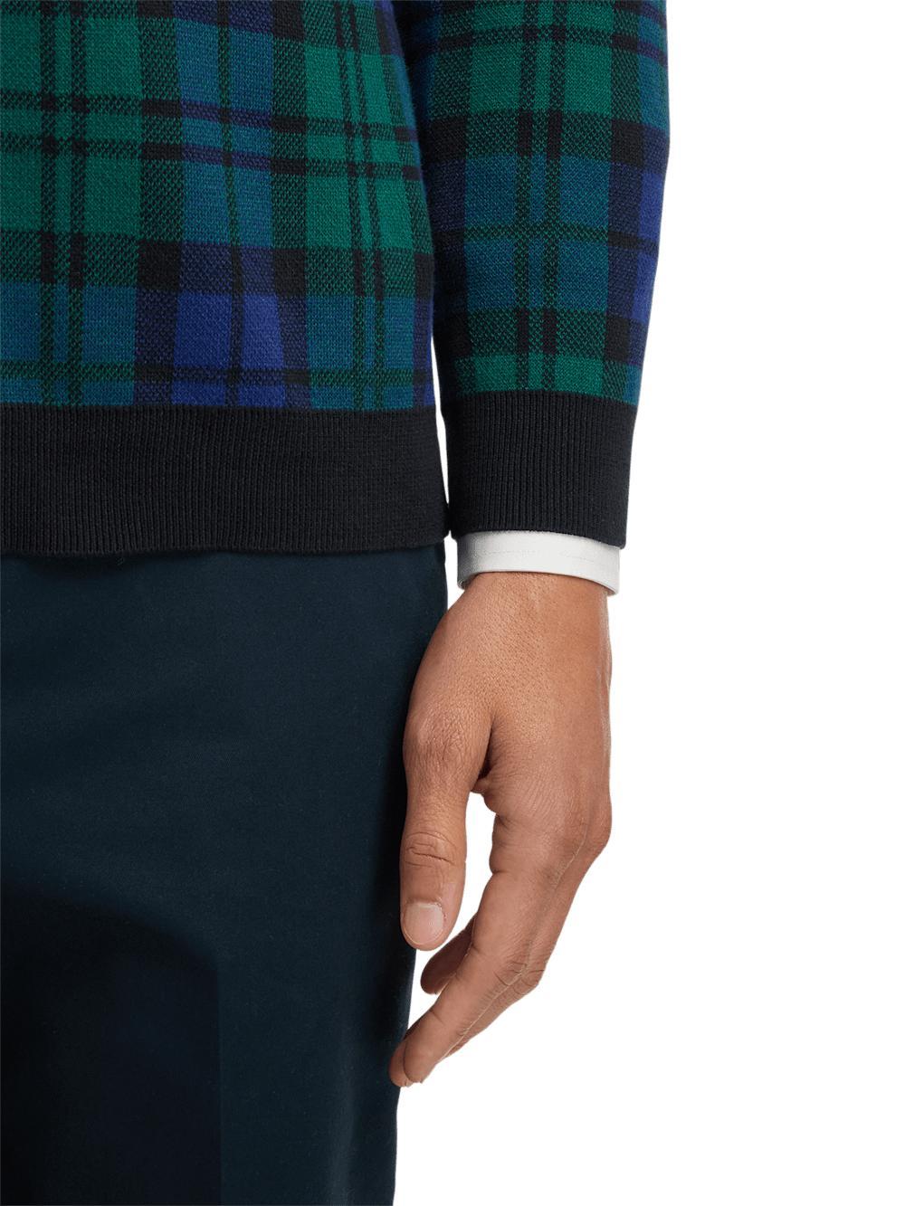 Cotton Quarter Zip Mock Neck Sweater - Green Product Image