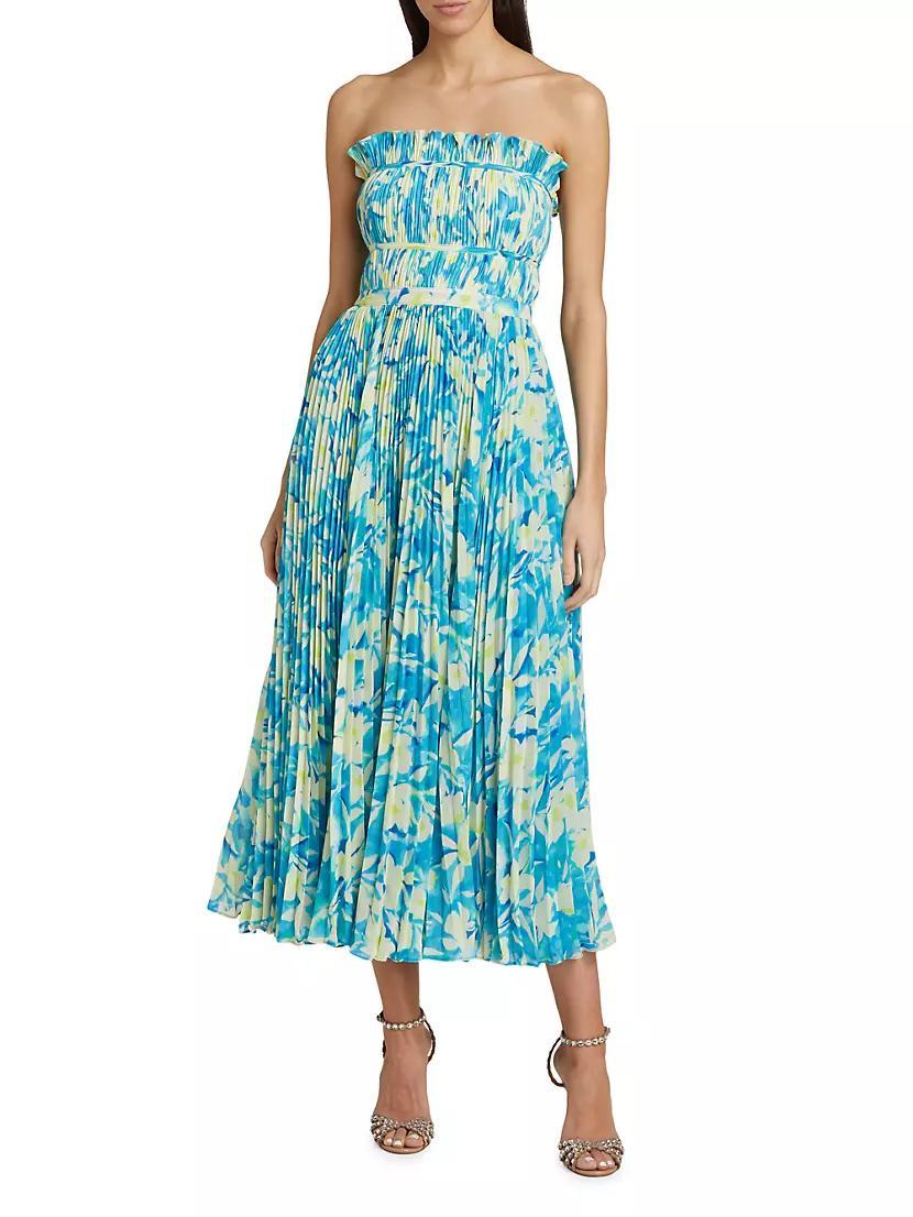 Scottie Floral Pleated Strapless Midi-Dress Product Image