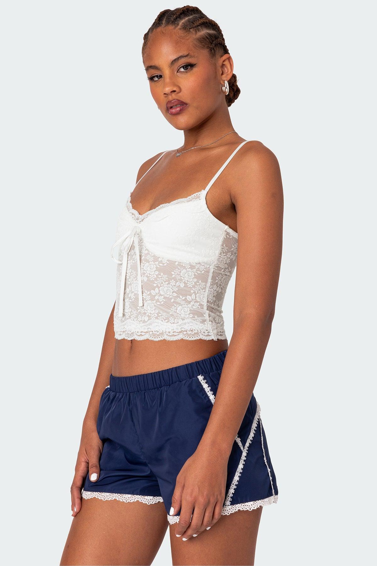 Cami Sheer Lace Tank Top Product Image