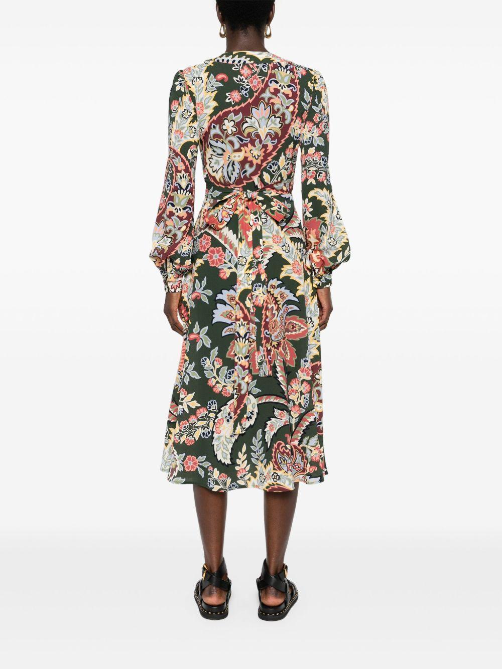 floral crepe wrap midi dress Product Image