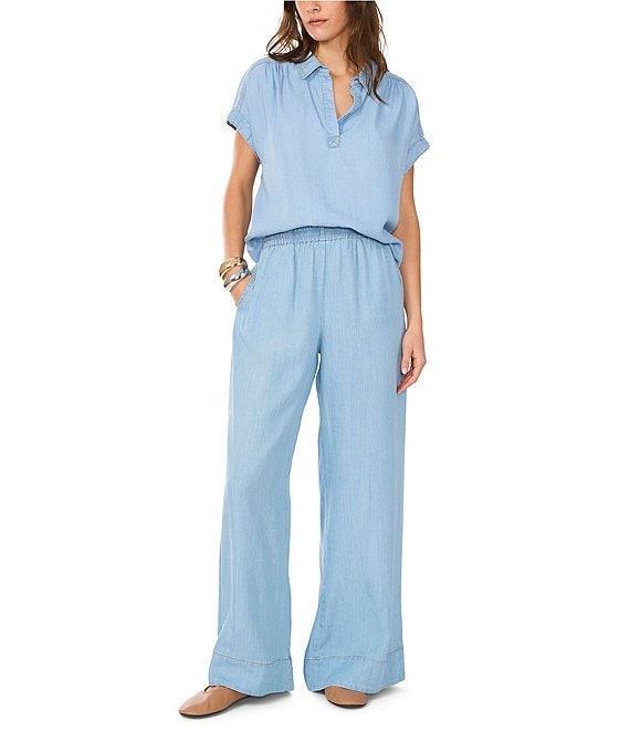 1. STATE Chambray Wide-Leg Pull-On Pants Product Image