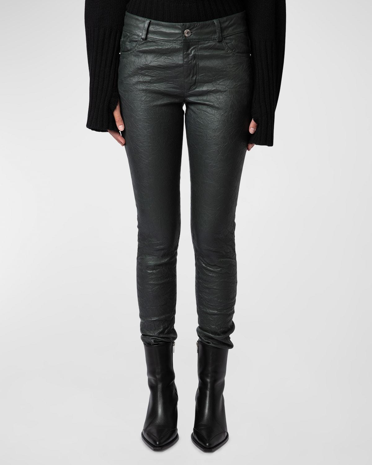 Phlame Crinkled Leather Pants Product Image