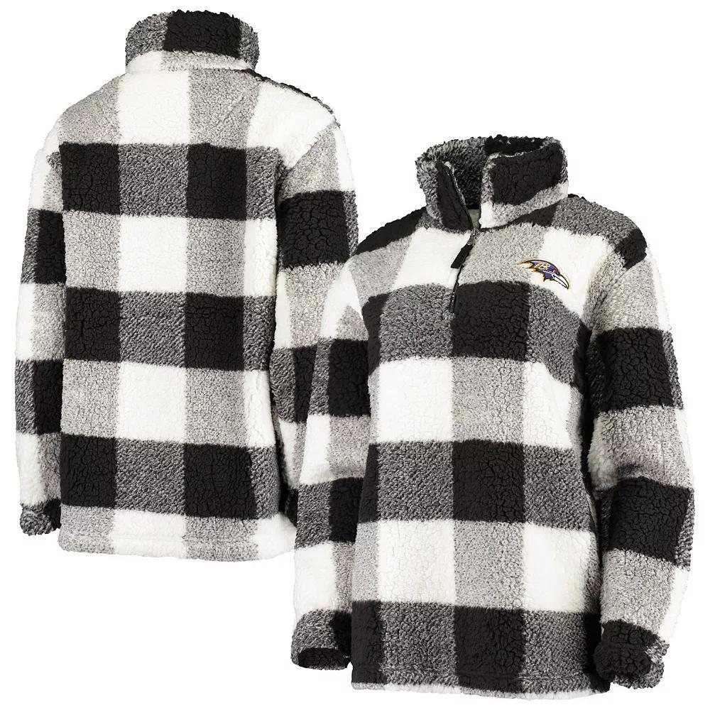 Women's G-III 4Her by Carl Banks Black Baltimore Ravens Sherpa Plaid Quarter-Zip Jacket, Size: XS Product Image