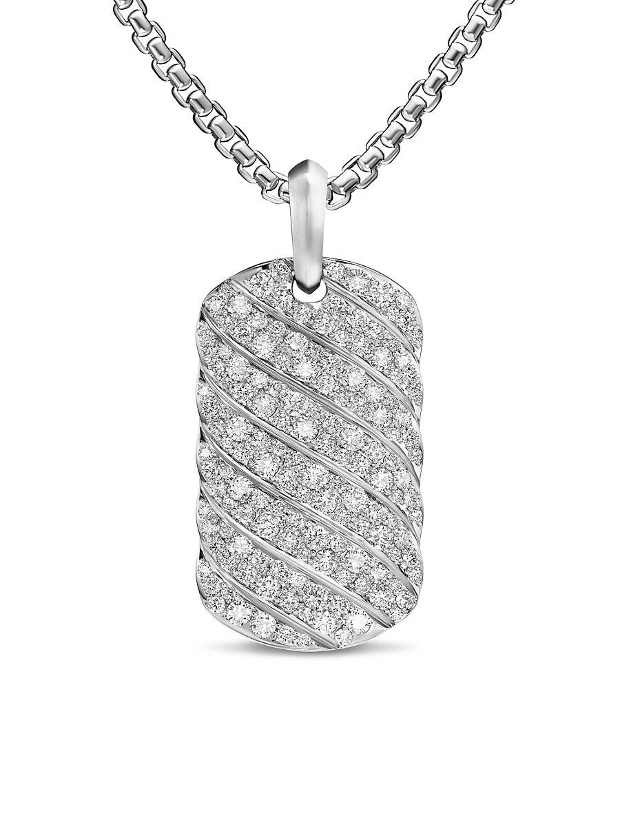 Mens Sculpted Cable Tag in Sterling Silver Product Image