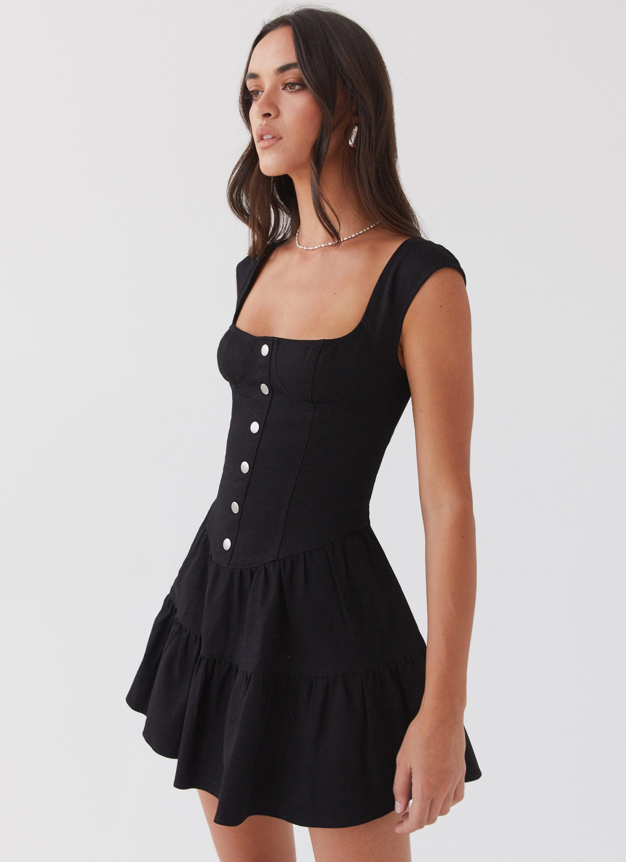 Isabella Denim Bustier Dress - Black Product Image