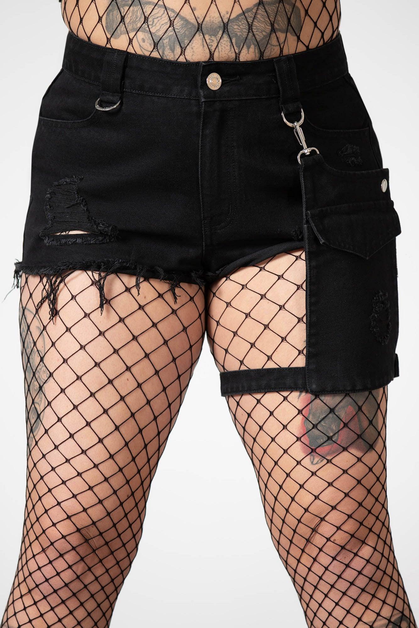 Fury Road Denim Garter Shorts Female Product Image