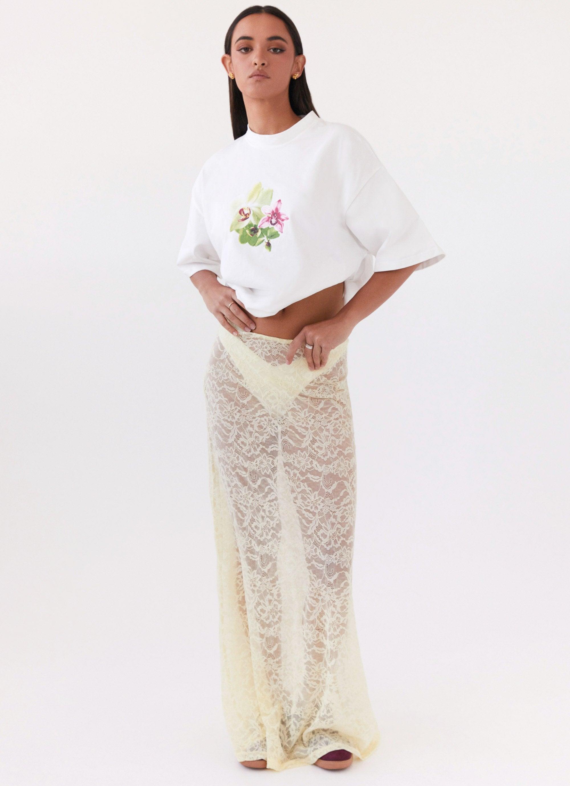 Atoir Lace Maxi Skirt - Yellow Product Image