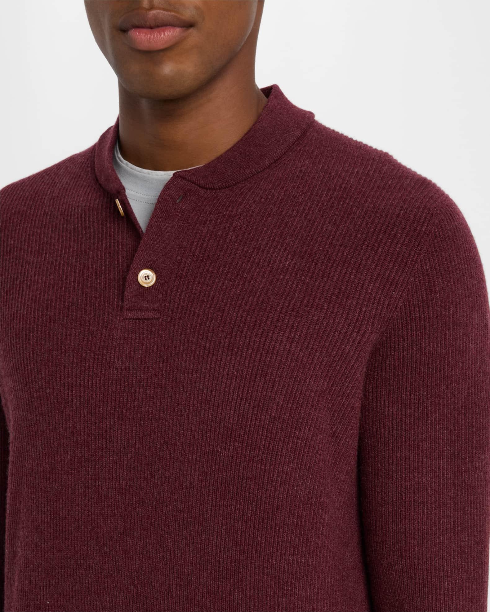 Men's Ribbed Cashmere Henley Sweater Product Image