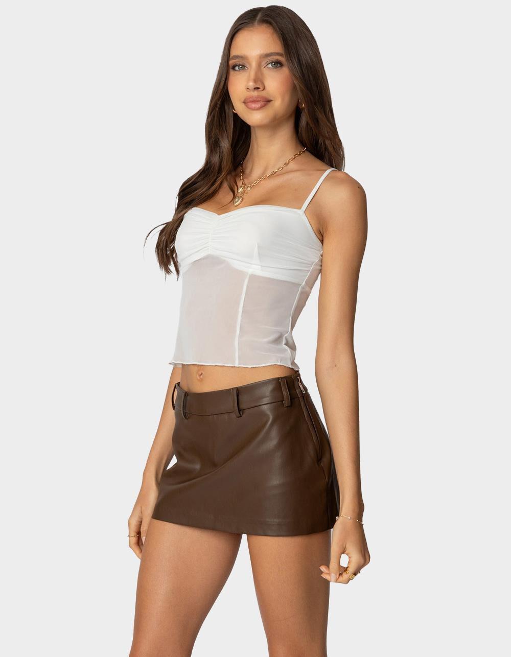 EDIKTED Viv Ruched Sheer Mesh Top Product Image