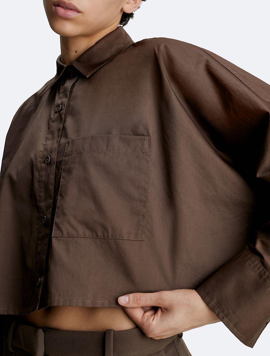 Cropped Dolman Relaxed Button-Down Shirt Product Image