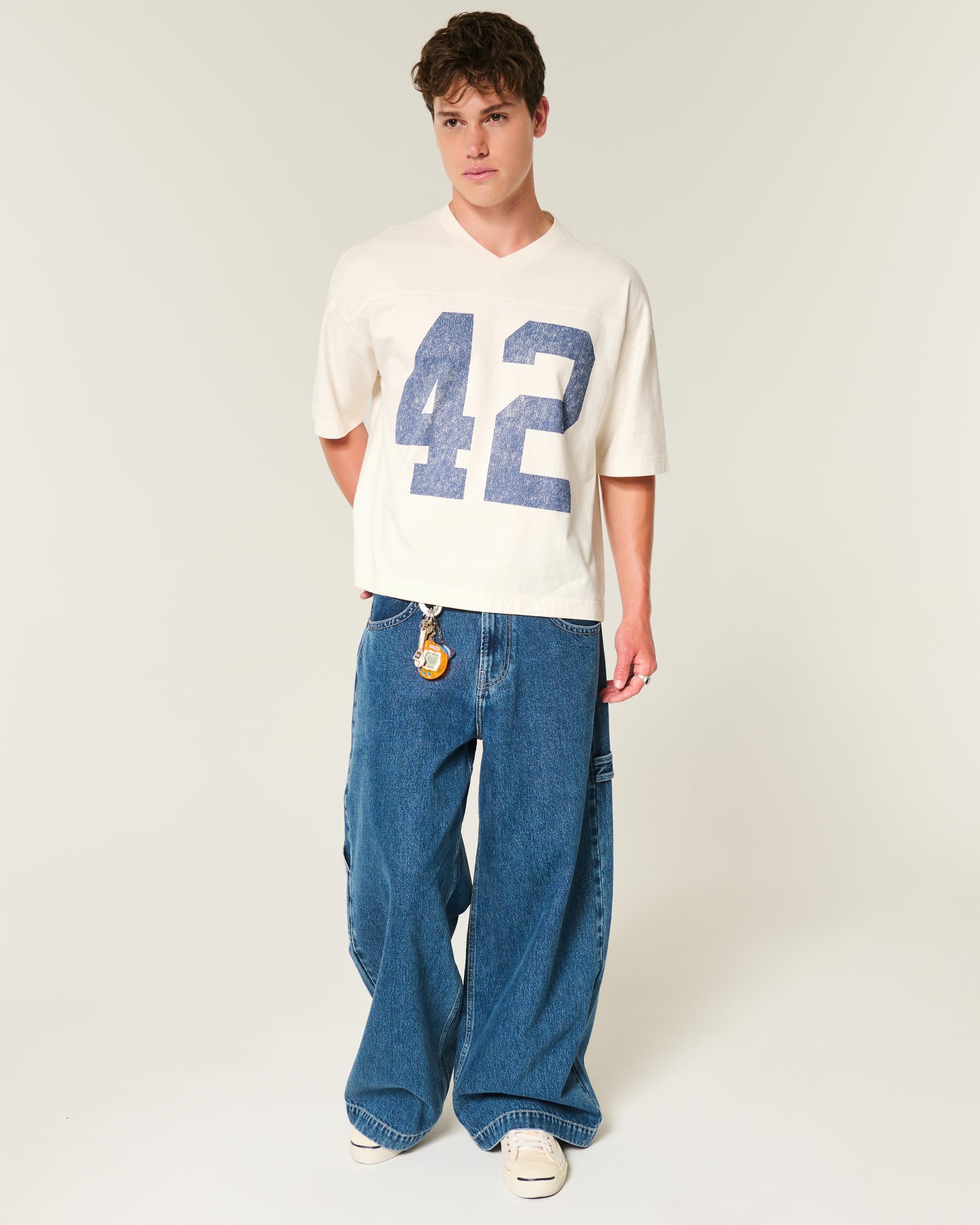 Heavyweight Baggy Crop Varsity Graphic Football Tee Product Image
