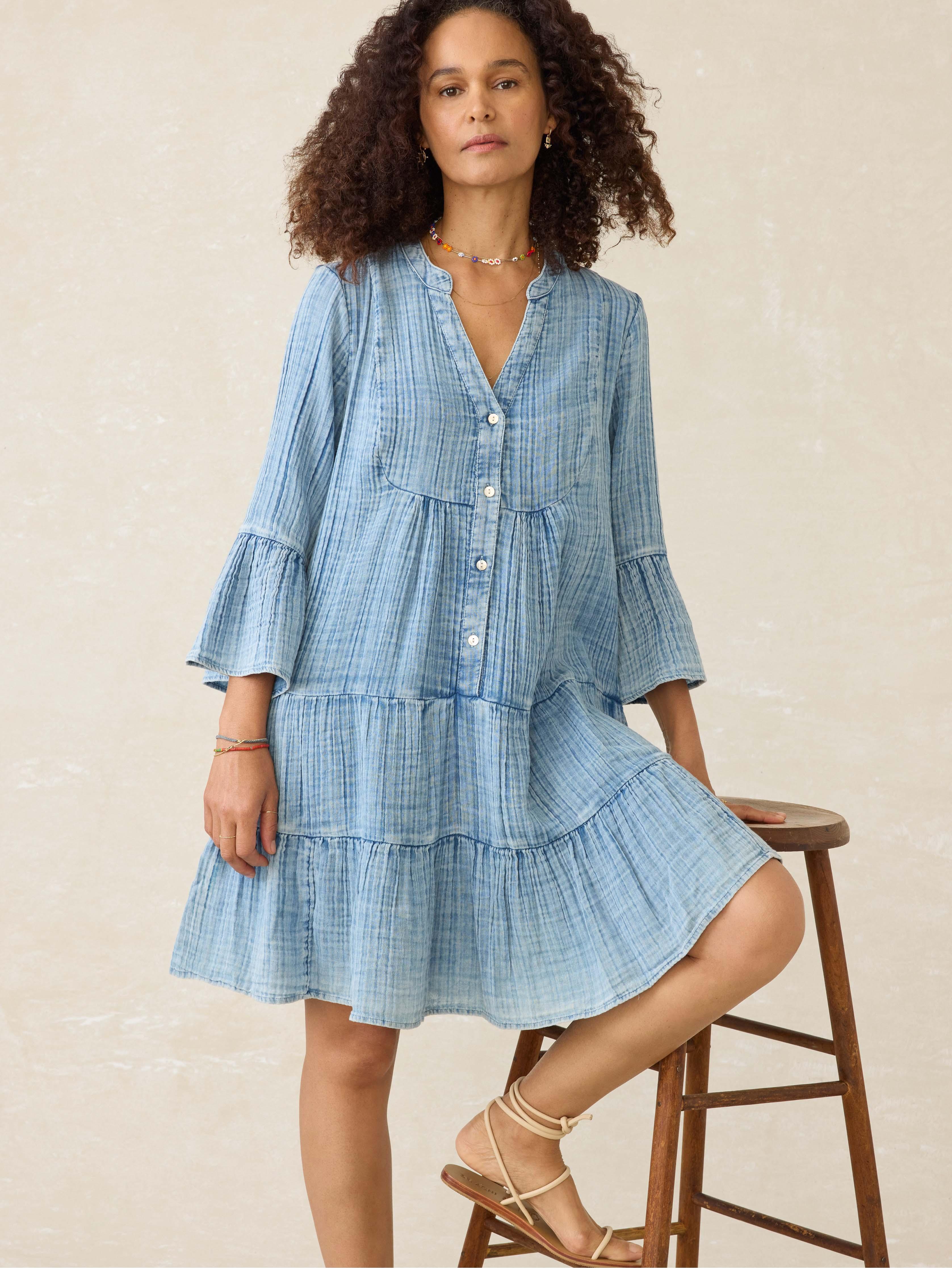 Dune Cotton Gauze Kasey Dress - Light Indigo Wash Female Product Image